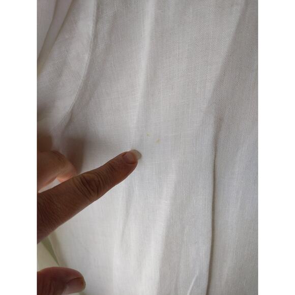 FLAX White Linen Button Down Shirt Size Medium Oversized Vintage Boho Natural - Picture 7 of 14